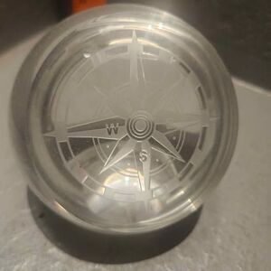 Clear Glass Compass Star Paperweight 3.5"